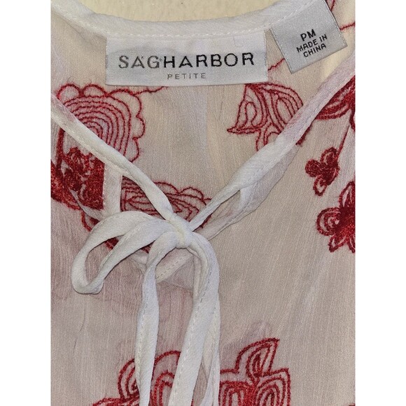 SAG HARBOR TOP WOMENS PETITE MEDUIM FLORAL - Picture 6 of 6